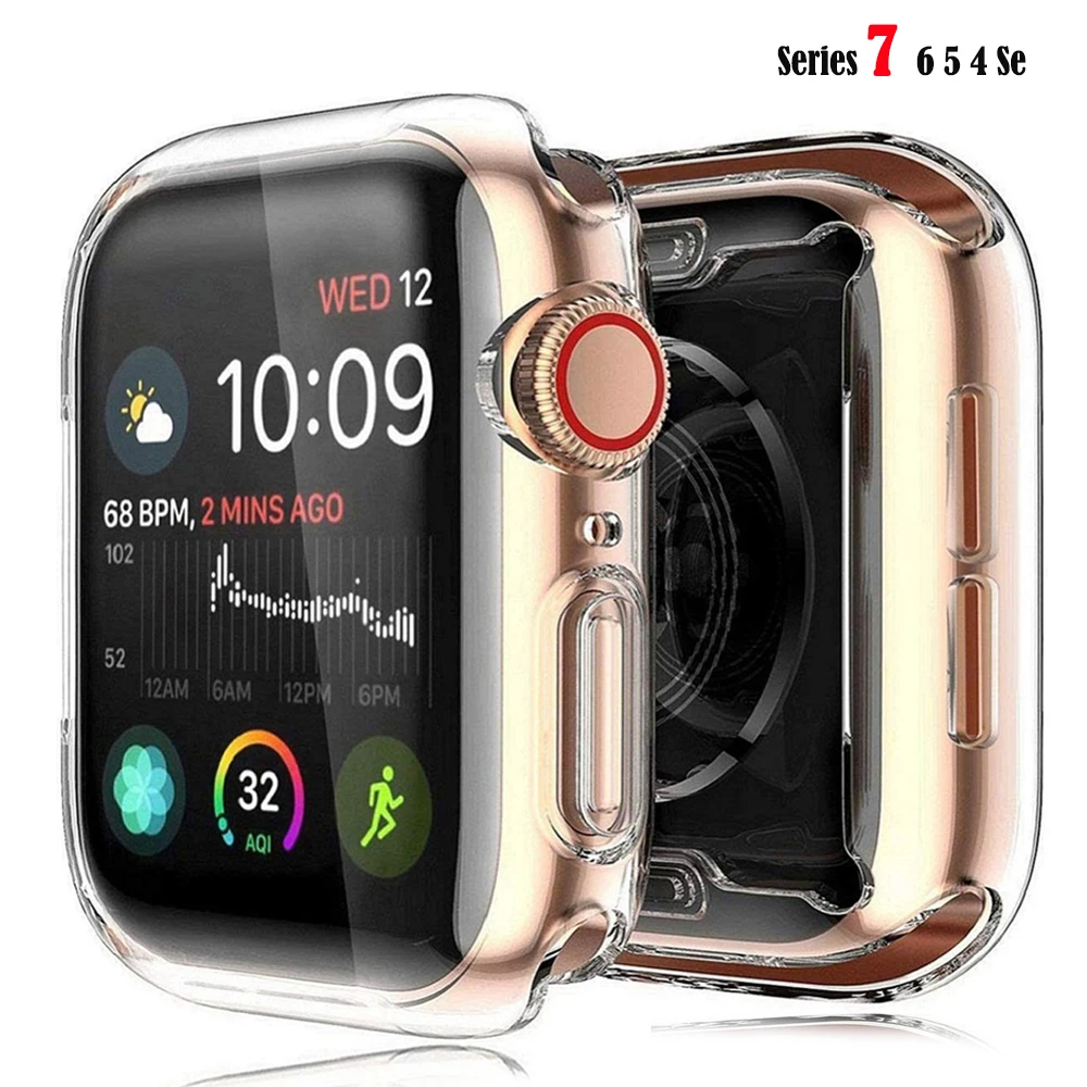 Coque de Protection d'Écran Complète en TPU, Accessoires pour Apple Watch Série 9, 8, 7, 6, 5, 4, SE, 41mm, 45mm, 44mm, 40mm, 3, 42mm, 38mm