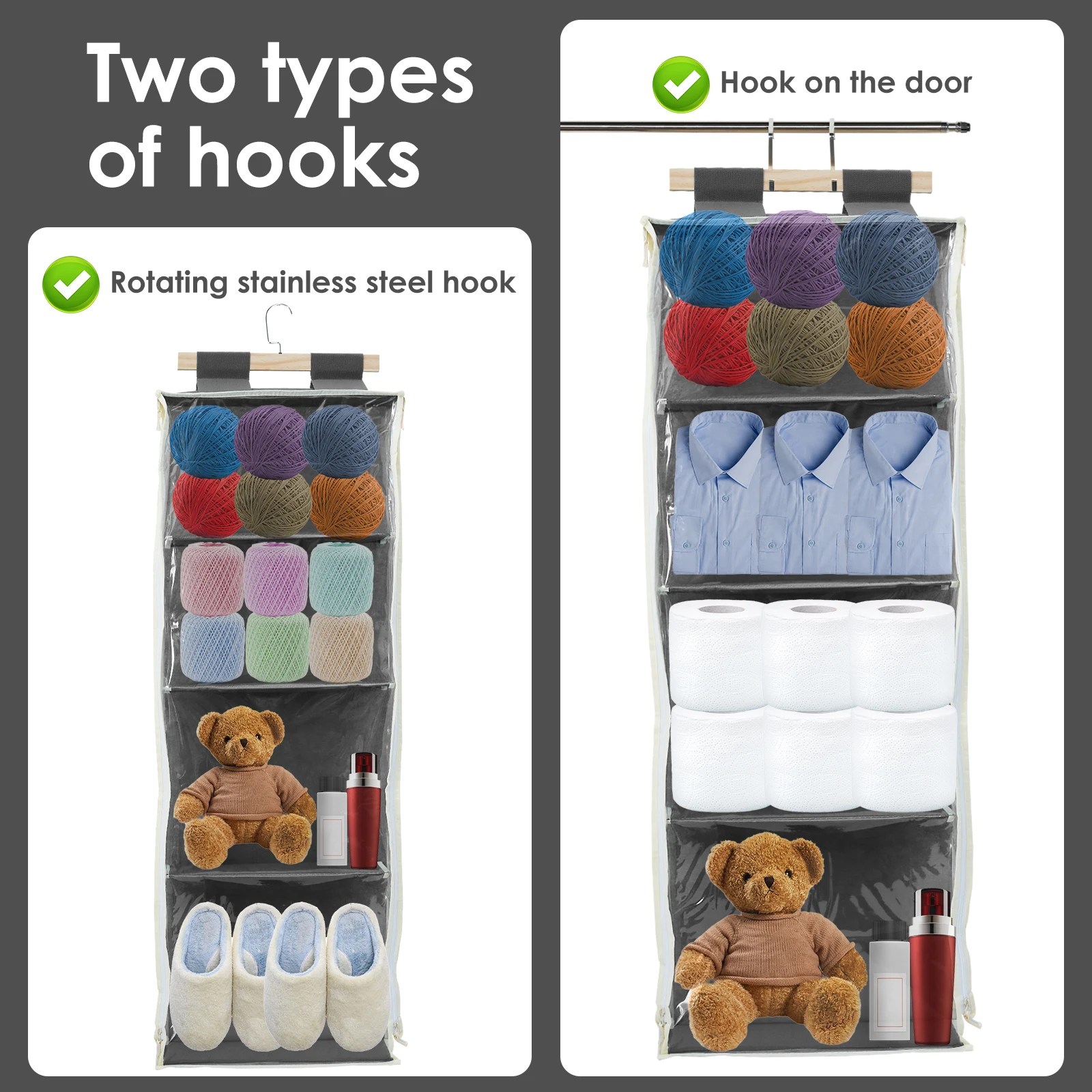 Hanging Yarn Storage Knitting Organizer Storage with 4 Compartments Large Capacity Knitting Organizer Storage Clear Wall Display