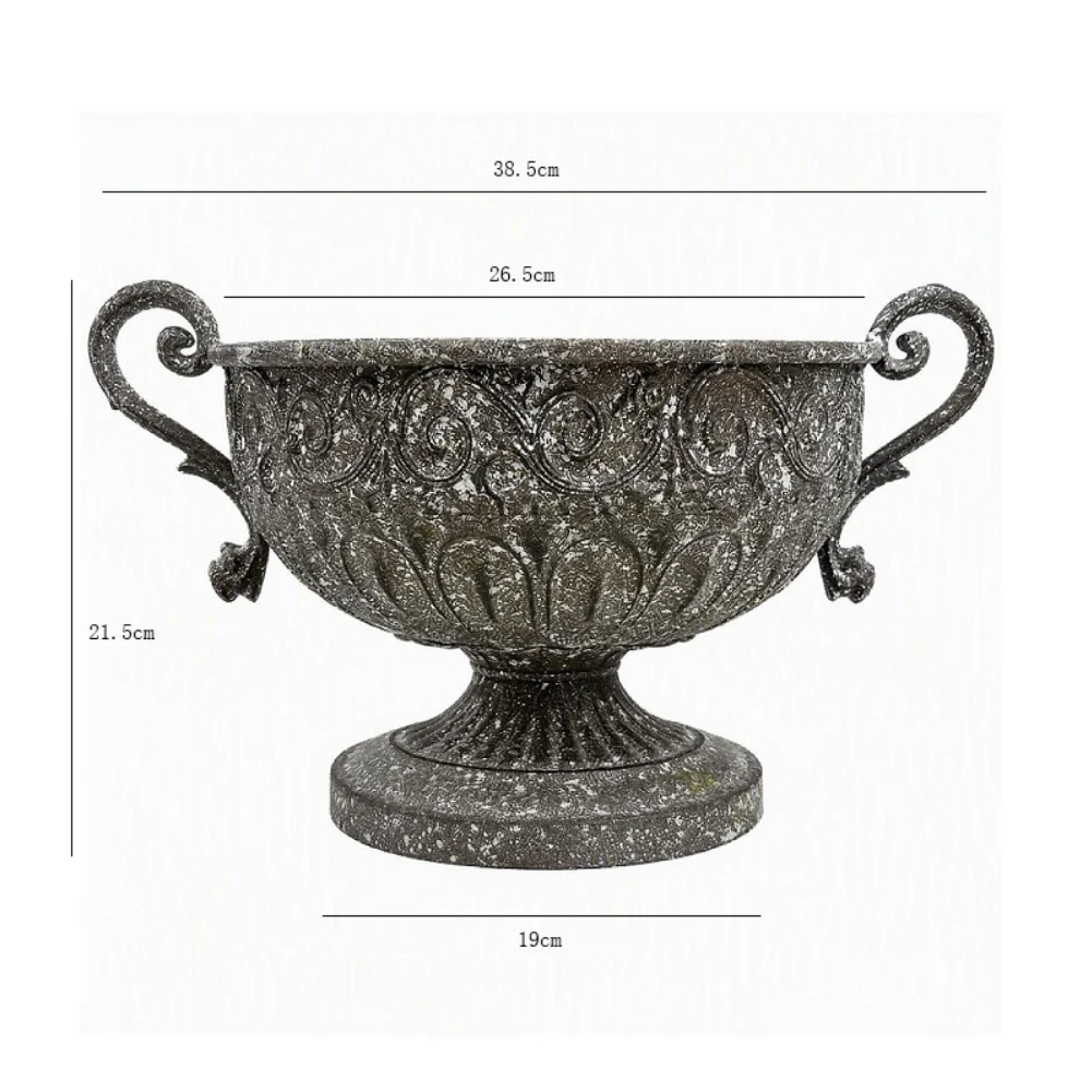 For Outdoor Rustic Iron with Heat-Resistant Coating and Side Handles for Patio Garden Decor Black 38.5x21.5x19cm