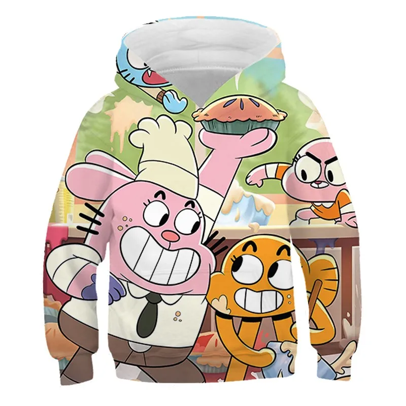 2024 New The Amazing World of Gumball Children Comedy Comic Peripheral Hooded Sweatshirt Autumn Clothing Trendy Versatile Hoodie