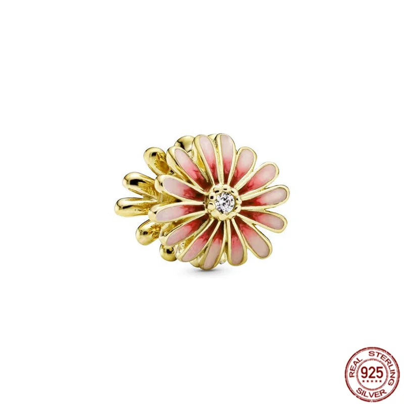 Perle de charme pendante plaquée or pour bracelet Pandora, argent 925, breloque rose kling, montgolfière et détruire AndrFlower, bijoux, original, Rotterdam, nouveau