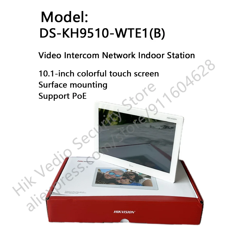 Hikvision DS-KH9510-WTE1(B) Video Intercom Android Indoor Station 10.1-Inch Colorful Touch Screen Standard POE WIFI Monitor