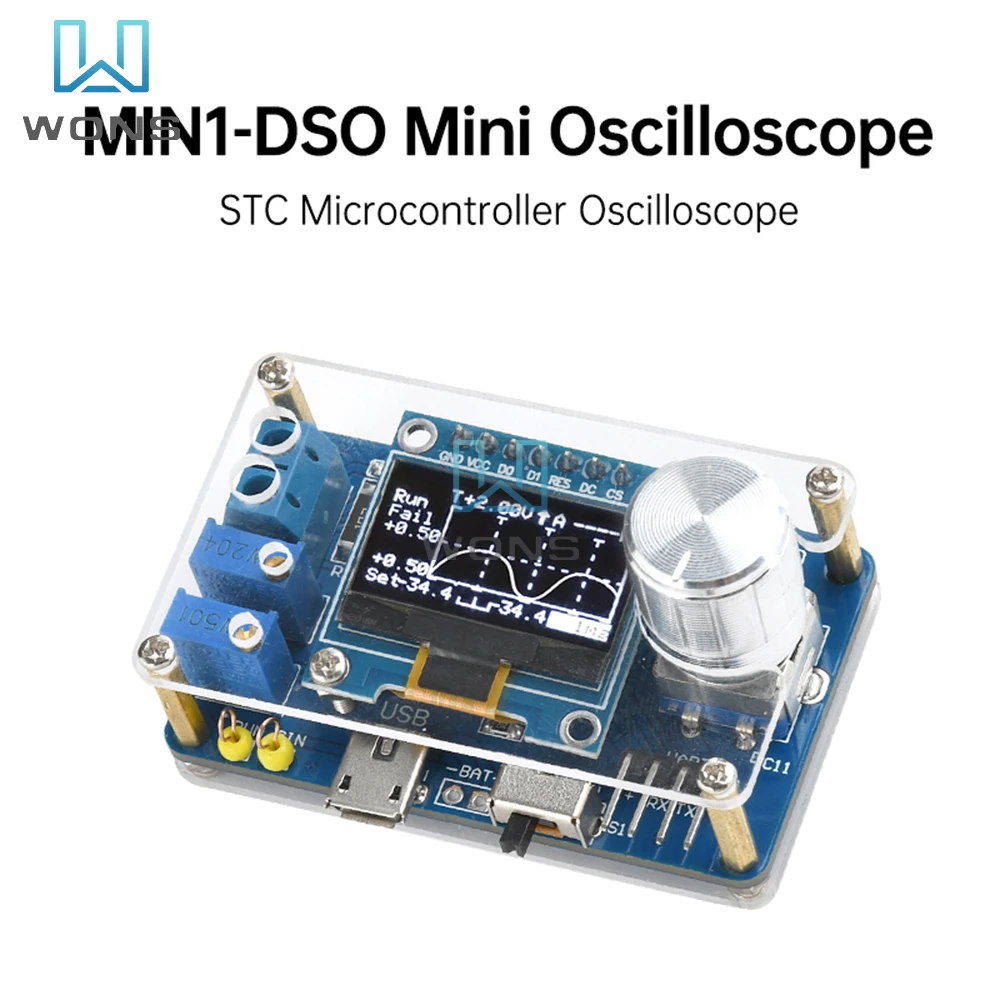 DIY 5V 0.96 inch DOS Mini Digital Oscilloscope Kit STC Microcontroller Electronic Soldering Practice Loose Parts