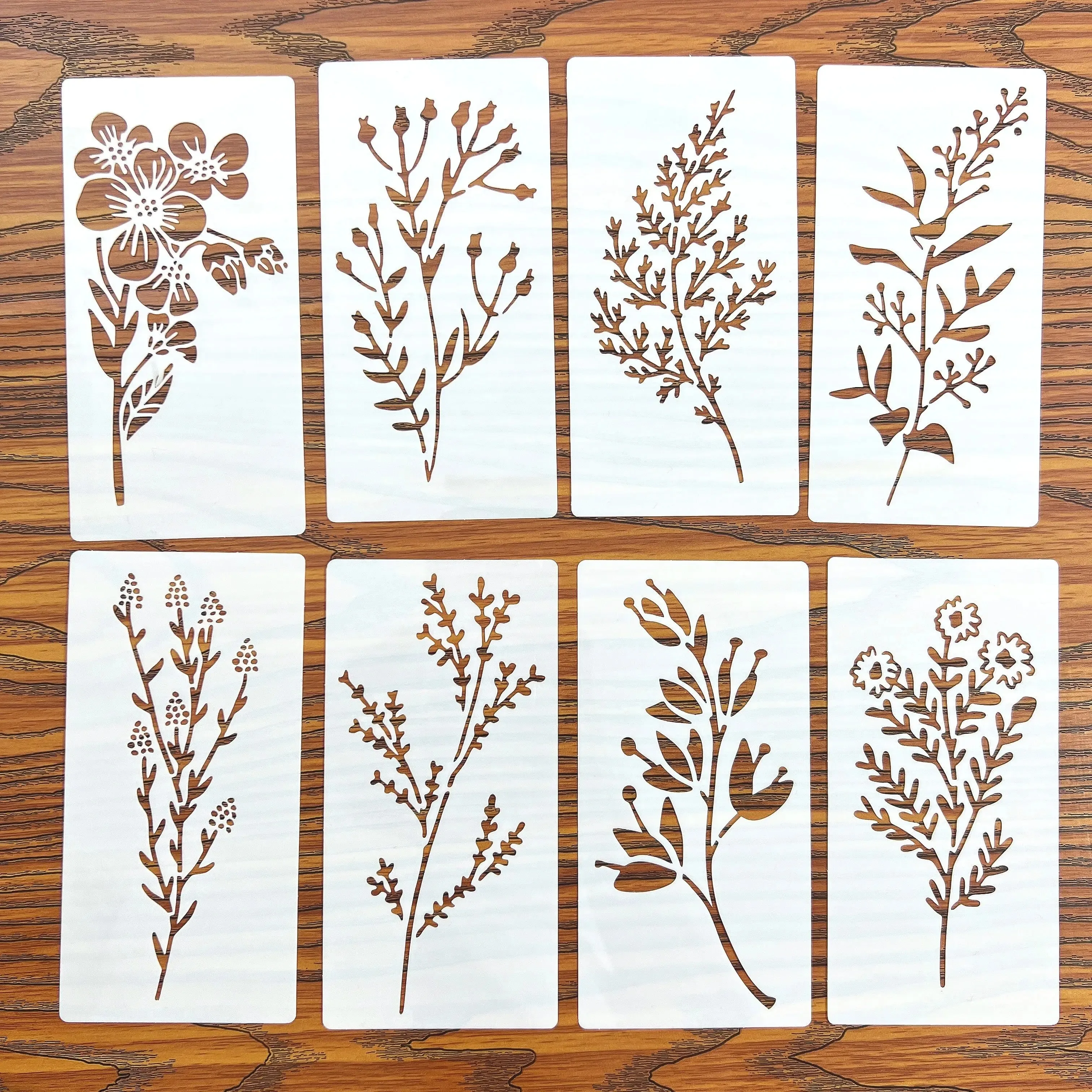 18 Pcs Flower Leaf Stencils Reusable Hollow Painting Templates for Scrapbook Wall Decor Wood Sign Fabric DIY Art Craft Supplies - view 3