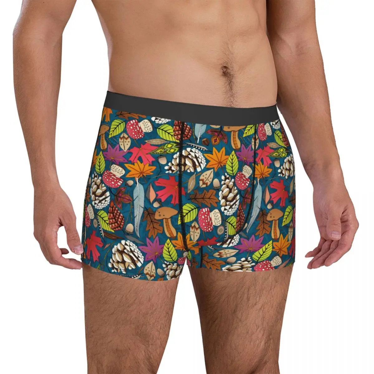 Pine Cones Underwear Boho Peacock Print Pouch Hot Trunk Sublimation Shorts Briefs Soft Male Panties Large Size