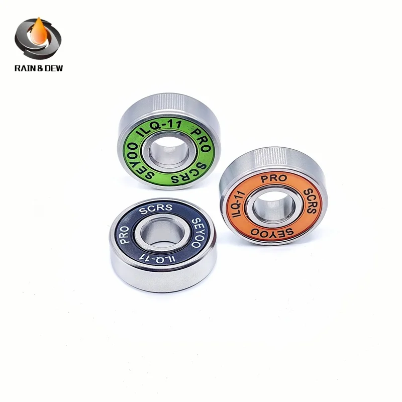 8PCS 608RS 8x22x7mm 608 Bearing ILQ-11 Black/Green/Orange 608RS-Black Skateboard Bearings for Inline Skates Scooter
