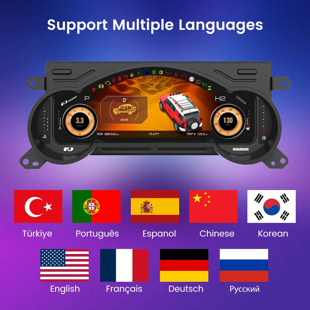 12.3" LCD Digital Dashboard Cluster For TOYOTA FJ LAND CRUISER 2007-2024 Speedometer Virtual Instrument Panel Cockpit Meter - Image 3