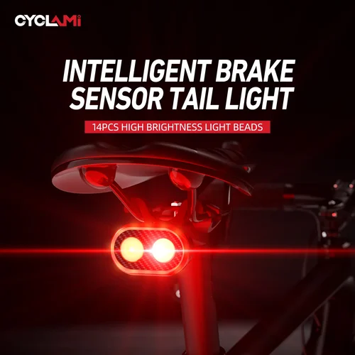 CYCLAMI CY200 luz trasera de bicicleta inteligente detección de freno MTB luz trasera de bicicleta de carretera IPX6 impermeable tipo C carga luz trasera de ciclismo