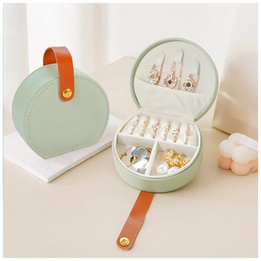 

Half circle portable jewelry box, portable mini earring necklace storage box, portable earring accessory sorting box