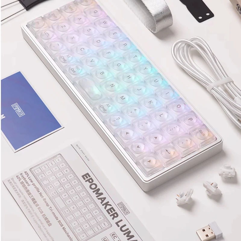 EPOMAKER Luma40 VIA 40% Ortholinear Layout Tray-Mounted Wired/BT/2.4Ghz Wireless CNC Metal Low Profile Mechanical Keyboard