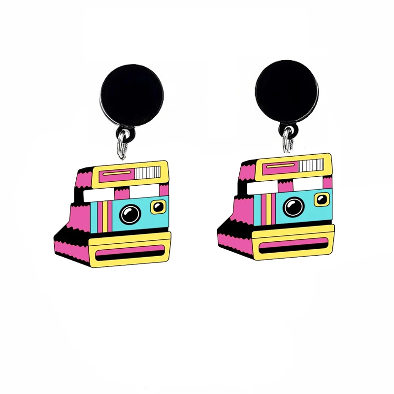 Epoxy Earrings For Women Phone Candy Camera Game Cassette 90\'s Object Collection Acrylic Charm Earring Party Gift Jewelry