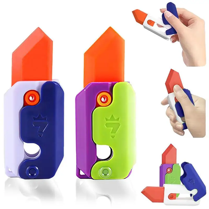 Dorośli świecące Fidget zabawki sensoryczne mały plastikowy chowany nóż marchewkowy Prop Stress Relief 3D drukowane grawitacyjny nóż rzodkiewka zabawka