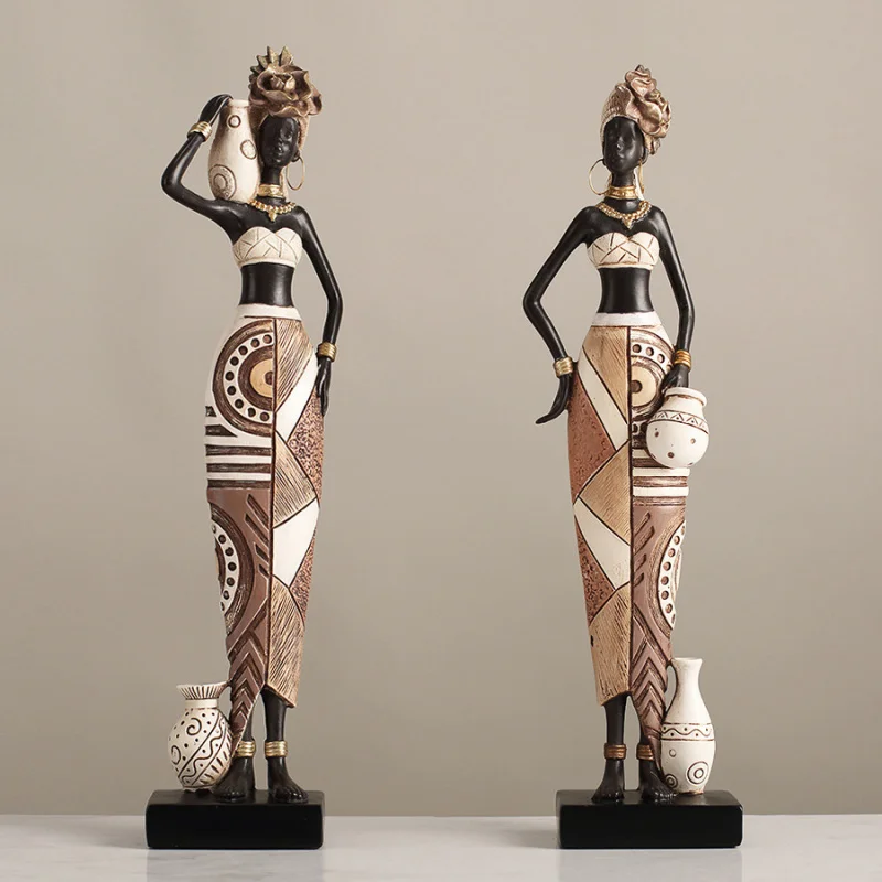 

African Tribal Exotic For Living Room, Entrance, Wine Cabinet, Creative Home Decoration, Black Woman Vintage Ornaments