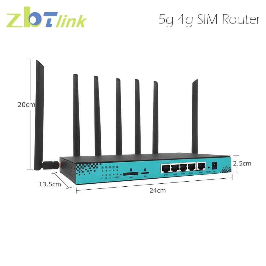 Zbtlink 4G 5G Router OpenWRT 2.4GHZ 5.8HZ 4 * Gagabit LAN 16MB 256MB SIM Card 1200M WiFi Access Point wi-fi 802.11AC