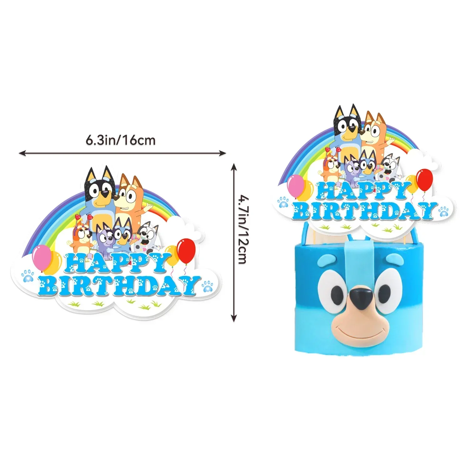 Cartoon Blueyes Family Dog Cake Topper Birthday Party Supplies Disposable Cake Flag Set Birthday Decorations Baby Shower Gifts