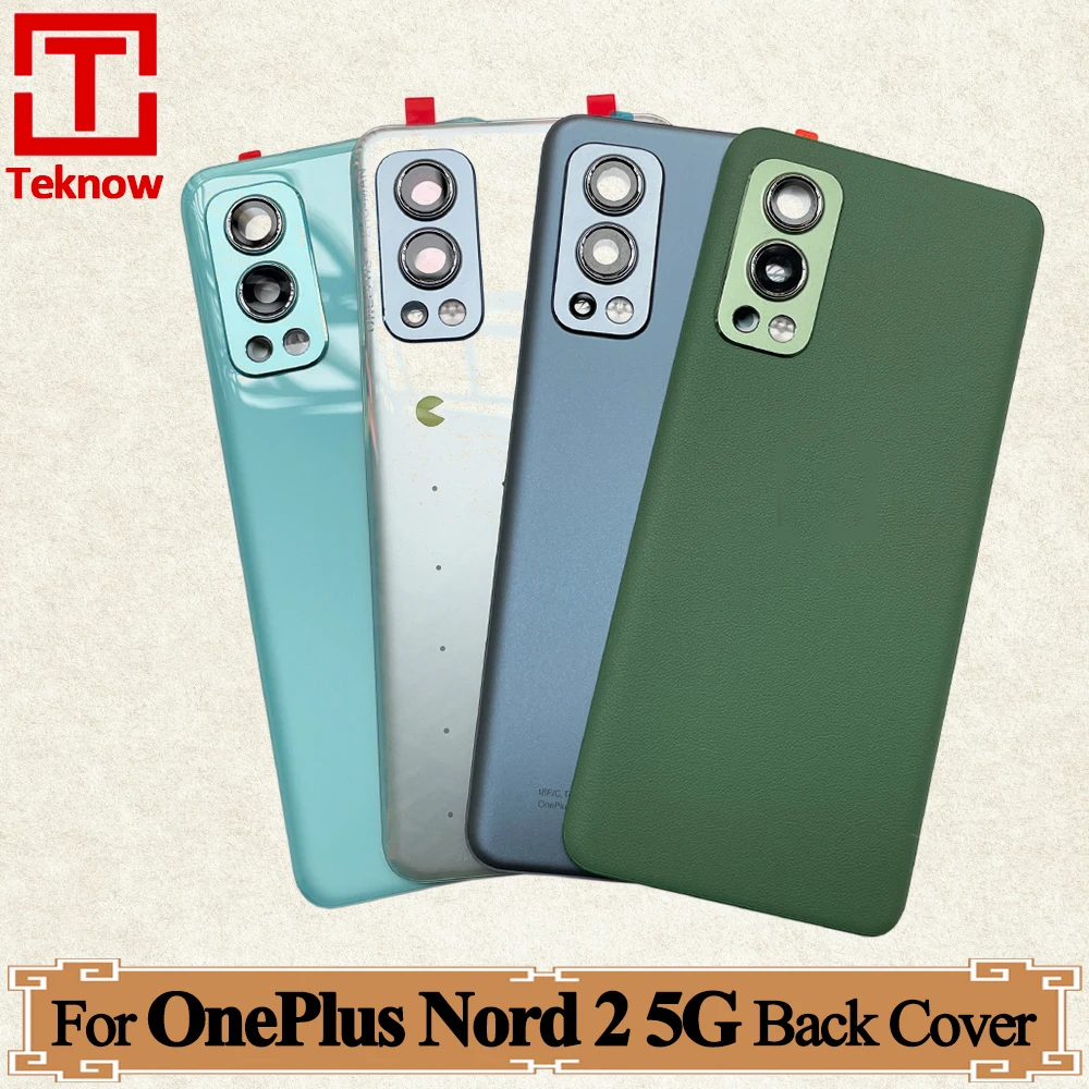 Original Nord2 Rear Housing Cover For OnePlus Nord 2 5G One Plus Back Door Glass Repair Battery Case with Camera Lens Glue