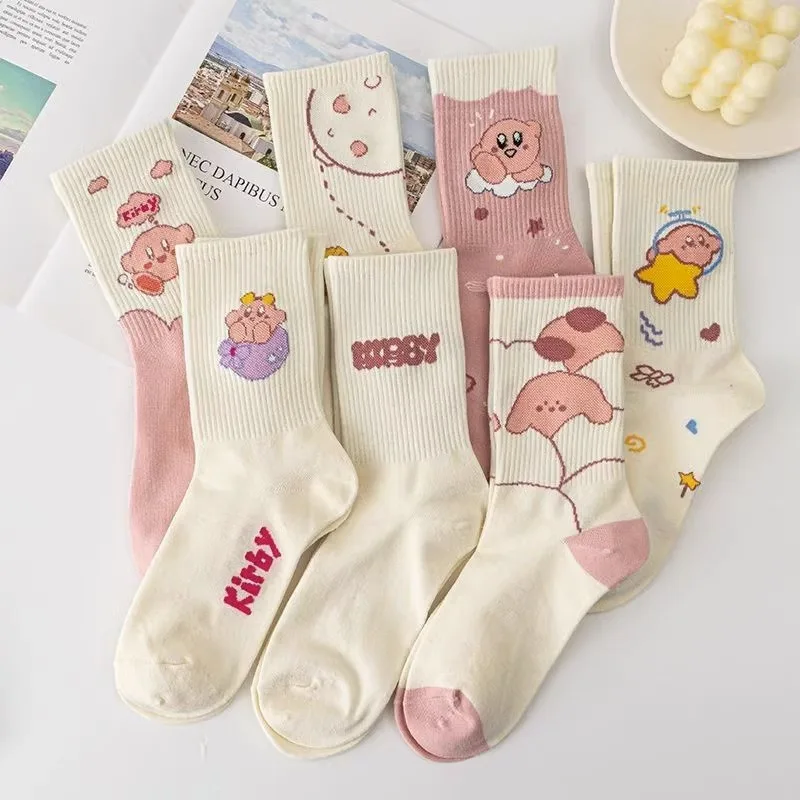 Kirbys Stockings Kawaii Socks Women Cartoon Anime Derivative Peripherals Sock Comfortable Breathable Birthday Party Gifts New