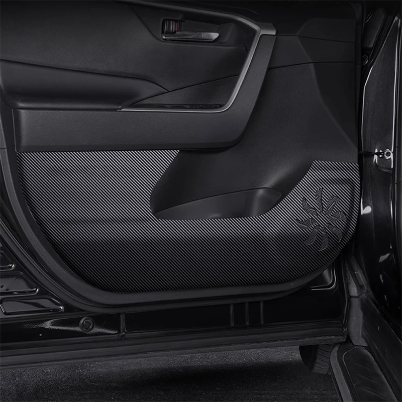 

For Toyota RAV4 XA50 2020-2024 2025 Car Door Anti Kick Pad Carbon Fiber Leather Texture Anti Dirt Protective Sticker Accessory