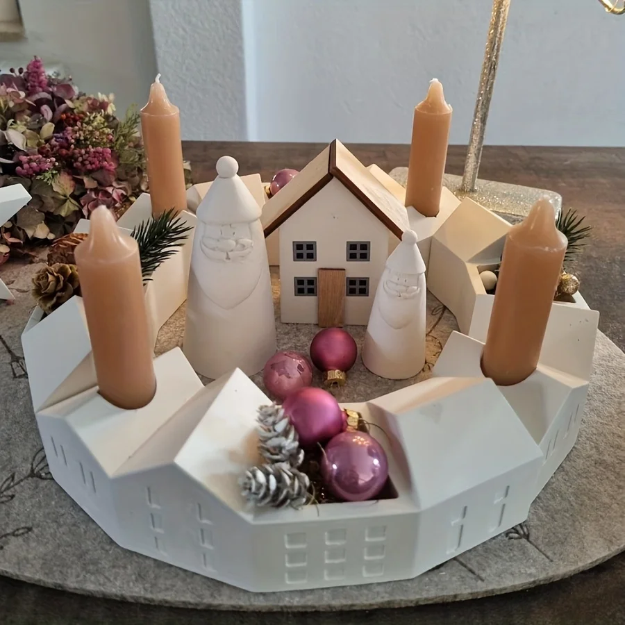 Advent-Kranzform für Weihnachten, Silikon-Kerzenständerform für DIY-Tonhandwerk, Kalender und Herstellung von Leuchten