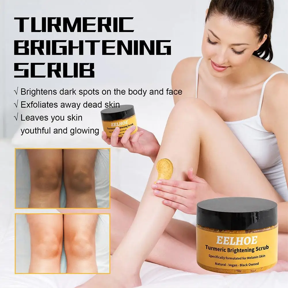 Turmeric Body Scrub Lightening Exfoliate Removal Dark Pore Cleansing Spots Brighten Smooth Care Skin Whitening Skin F2F0