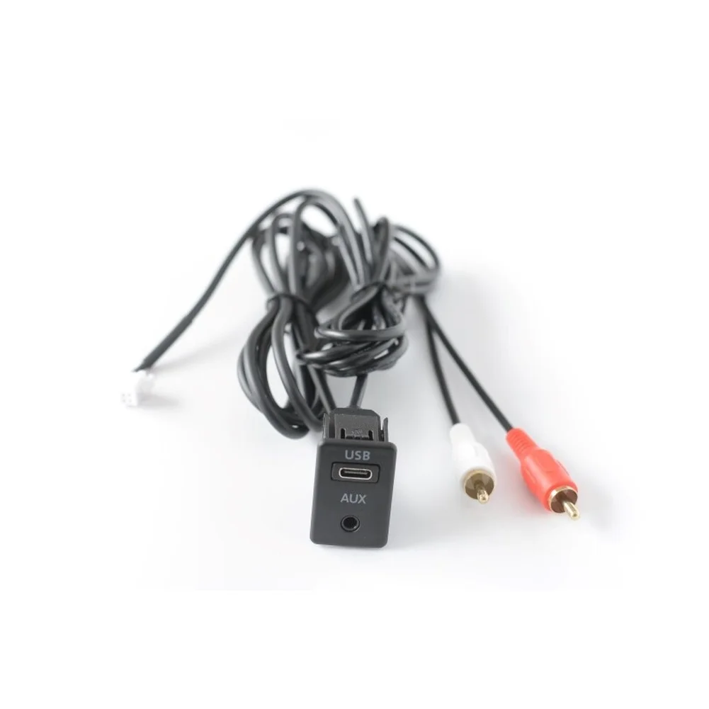Car Audio Interface Cable Featuring 6P Connector Type-C Input and 2 Male Ends Compatible with Vehicle Sound Systems