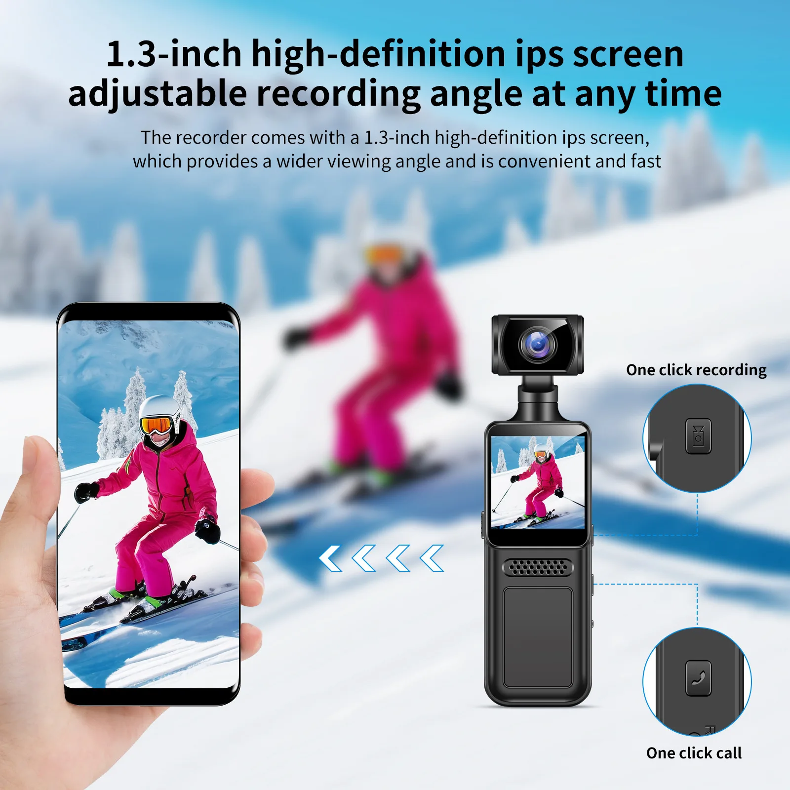 2K sports pocket camera 4G Sim Network Wireless 180 degree rotating lens creatively compact and portable Driver recorder