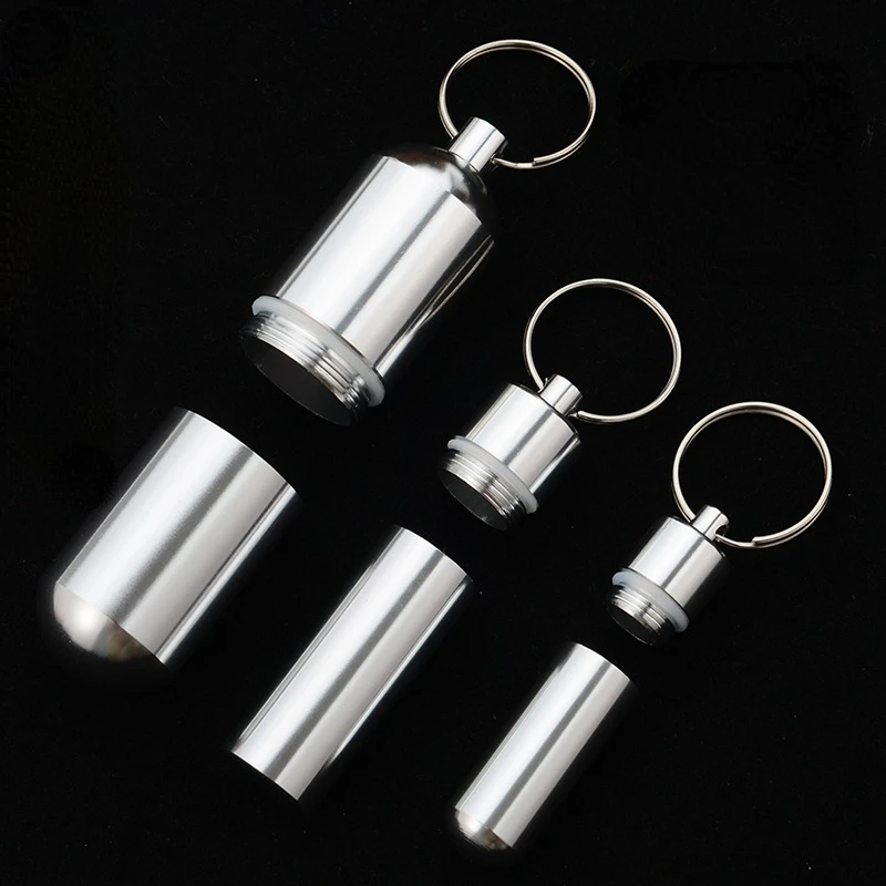 Boîte à pilules en aluminium étanche, cache-bouteille, porte-médicaments pour voyager, conteneur de camping, porte-clés, boîte à médicaments, soins de santé