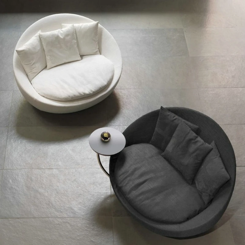 Postmodern rotating leisure chair, Italian round fabric single sofa