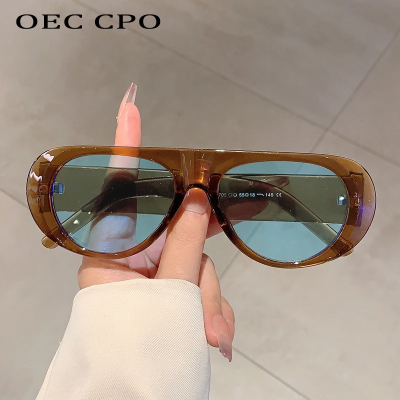 

OEC CPO Fashion Square Sunglasses Women Men Brand Designer Brown Blue Shades UV400 Sun Glasses Female Outdoor Eyewear