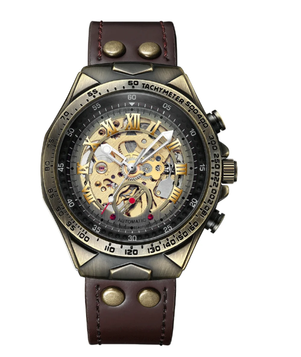 

AL-114Ретро мужские модные повседневные бронзовые автоматические механические часы, мужские подарочные наручные часы, часы для дайвинга