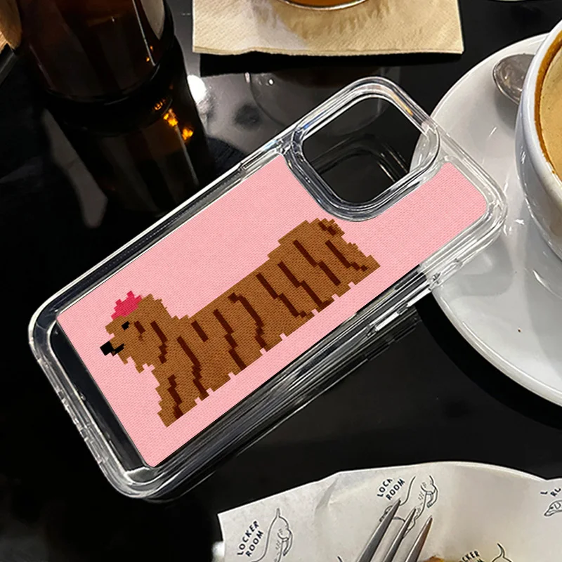 Ins Hülle für iPhone 11, 12, 13, 14, 15, 16, 17 Pro Max Plus Niedlicher Pullover mit einem kleinen Hundemuster, hochtransparente Acryl-Handyhülle