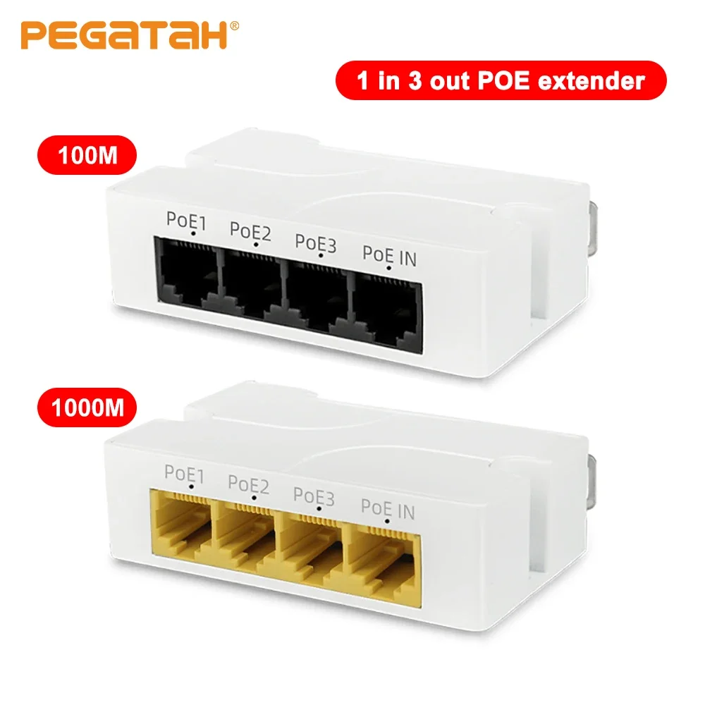 PEGATISAN 4 Port PoE Extender 100/1000M Network Switch Repeater for IP Port Transmission Extender for POE Switch NVR IP Camera