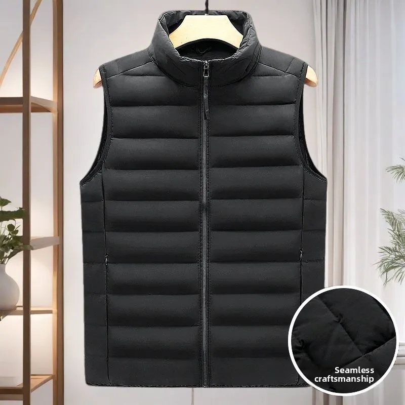 

Warmth Lightweight Stand Collar down Cotton Vest Men's Versatile Autumn Winter Faion Outerwear Tagkita Stand Fit Casual