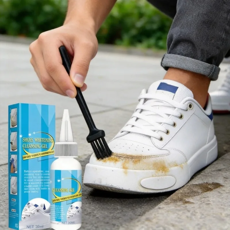 Shoes Whitening Stains Remover White Shoes Cleaning Cream All-Purpose Cleansing Cream with Wipe Sponge for Shoes Sneakers