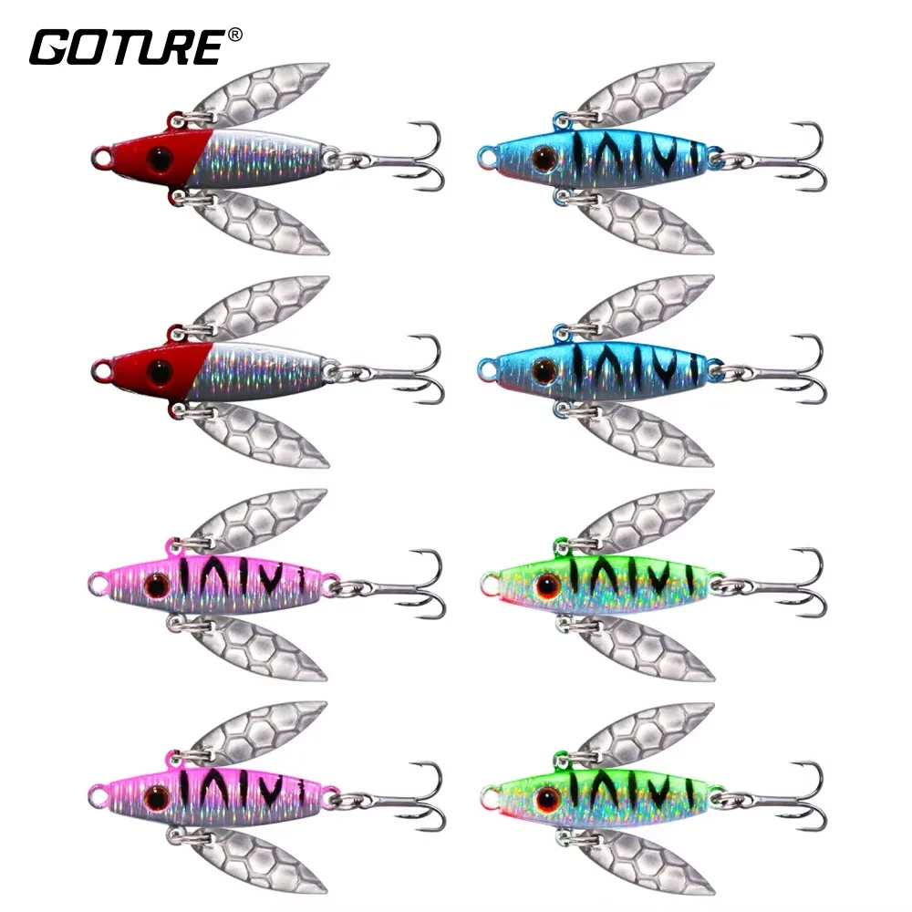 Goture 8pcs Ice Fishing Lure 7.3g 52mm Spinnerbait Metal Spoon Leurre Bait Balancer for Perch Pike Walley Carp Fishing tackle