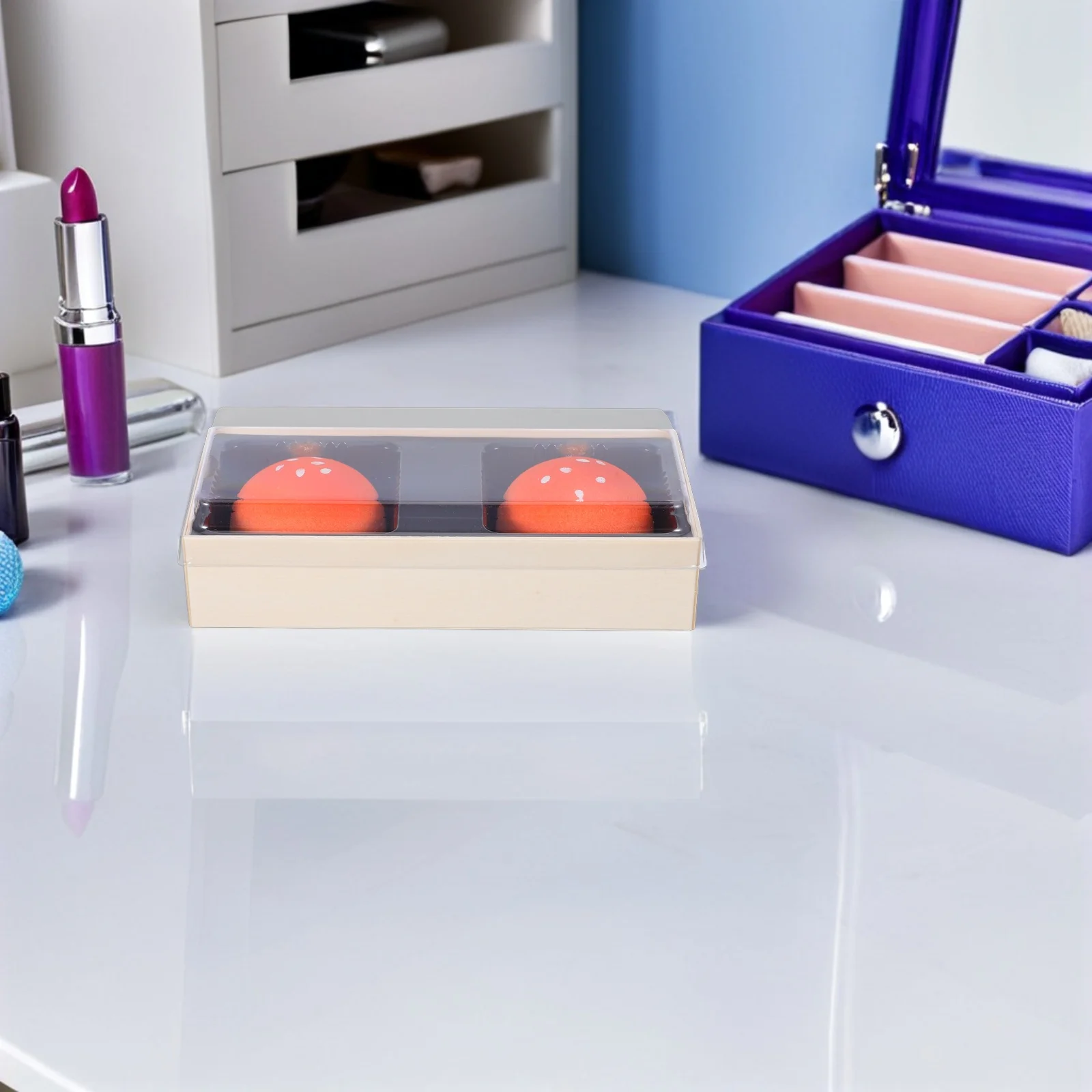 

2Pcs Makeup Sponge Puff Bun Shape Dual Use Wet Dry Foundation Powder Cream Applicator Soft Bouncy Non Absorbing