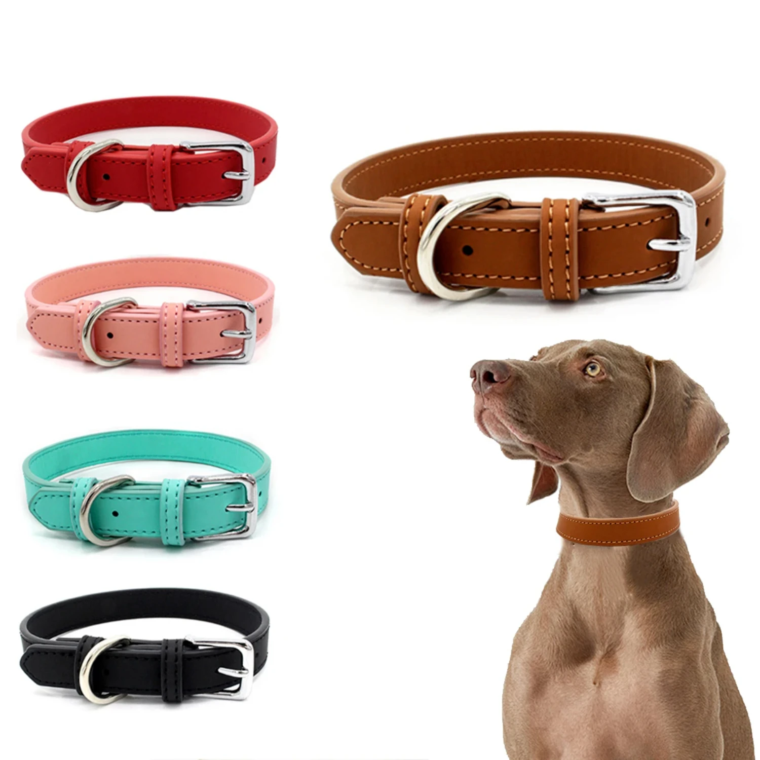 Luxurious Premium Quality Handcrafted Personalized Leather Dog Collar Leash Lead Enhances Your Small to Medium Dog's Style - Ele