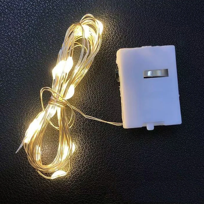 0.7M 14 LED String Lights with Button Battery Box Small Colorful Flashing Holiday Decorative Lights for Home Party Decoration