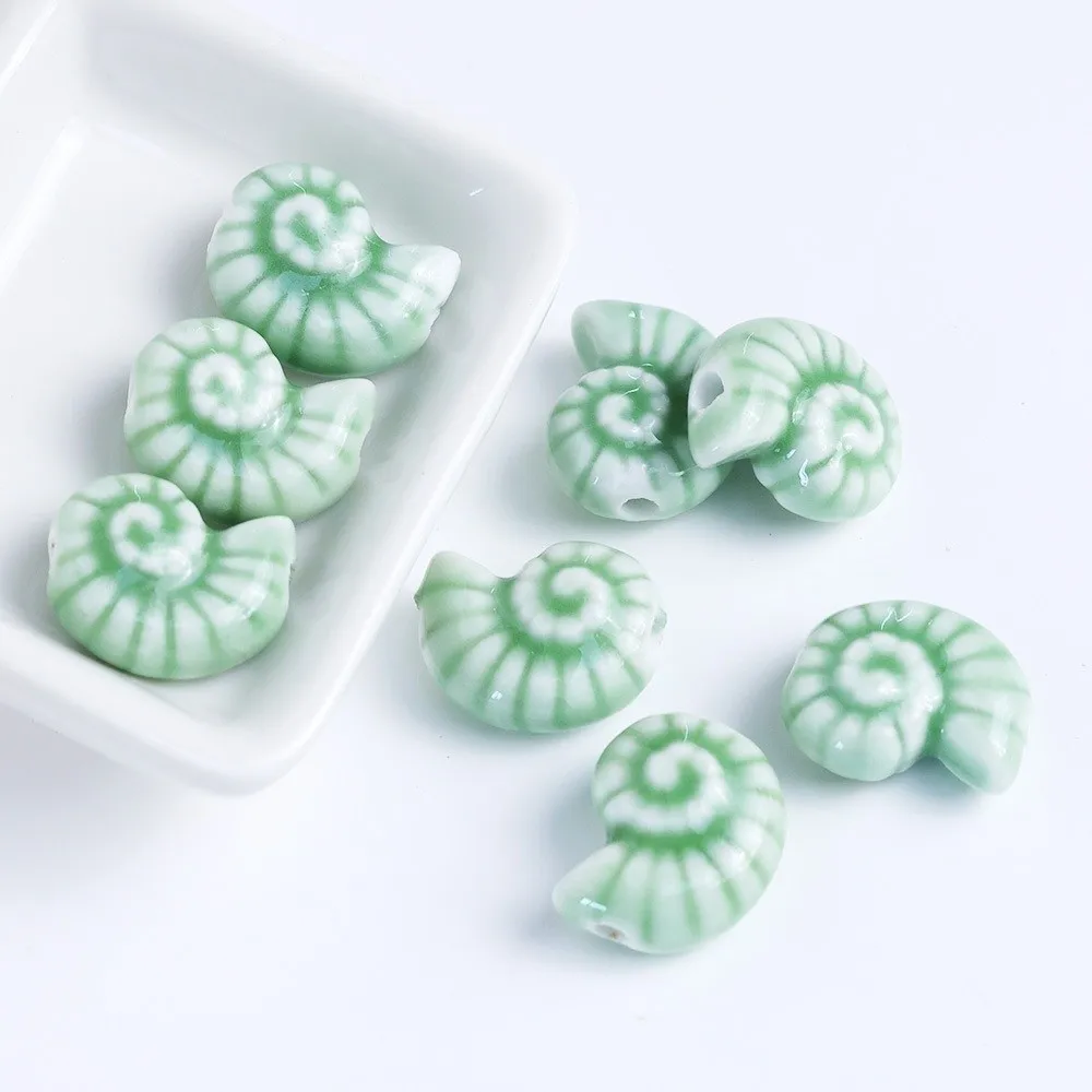 Loose Retro Snail Ceramic Beads Embossed Glazed Conch Spacer Porcelain Beads Multicolor Small Size DIY Jewelry Making Necklace