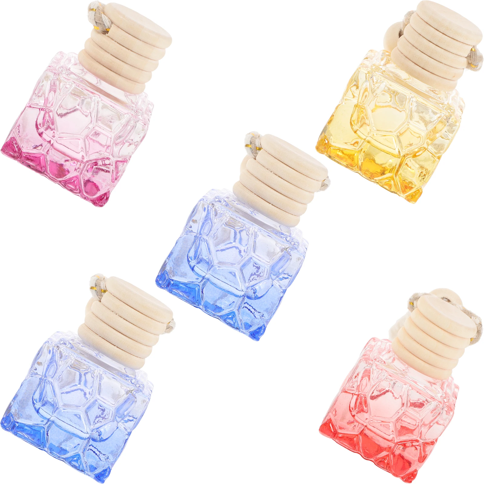 

5Pcs Car Hanging Perfume Bottles Mini Size Car Air Freshener Pendant for Rear View Mirror Office Bedroom Aromatherapy Decoration