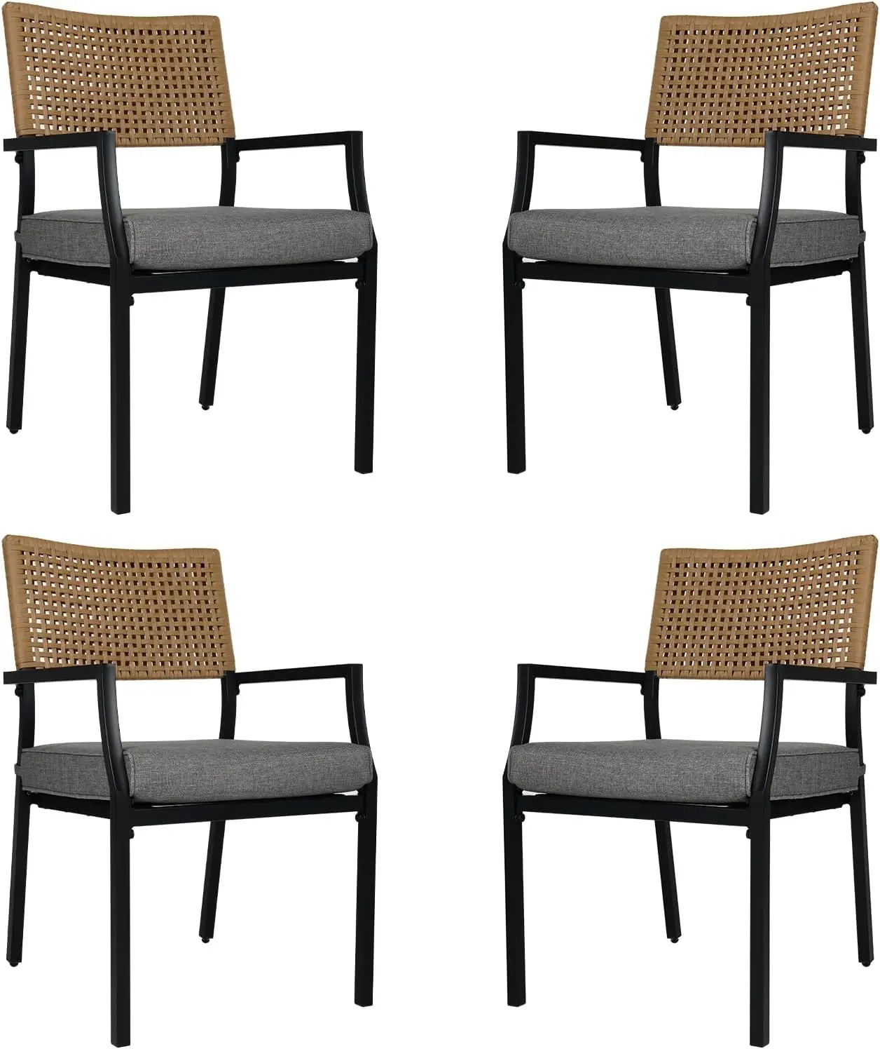 

Outdoor Dining Chair Set of 4, 4 Pieces Patio Dining Chairs, Stackable Wicker Outdoor Chairs with Cushions Armrest