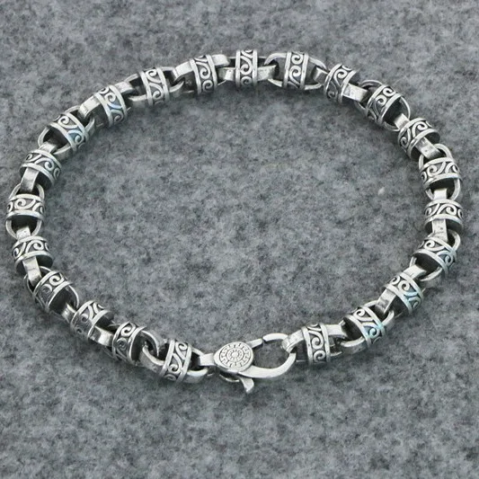 

Мужские ювелирные изделия-браслет, мужские винтажные украшения из чистого серебра, простой корейский стиль, модный дизайн браслета с вечной лозой