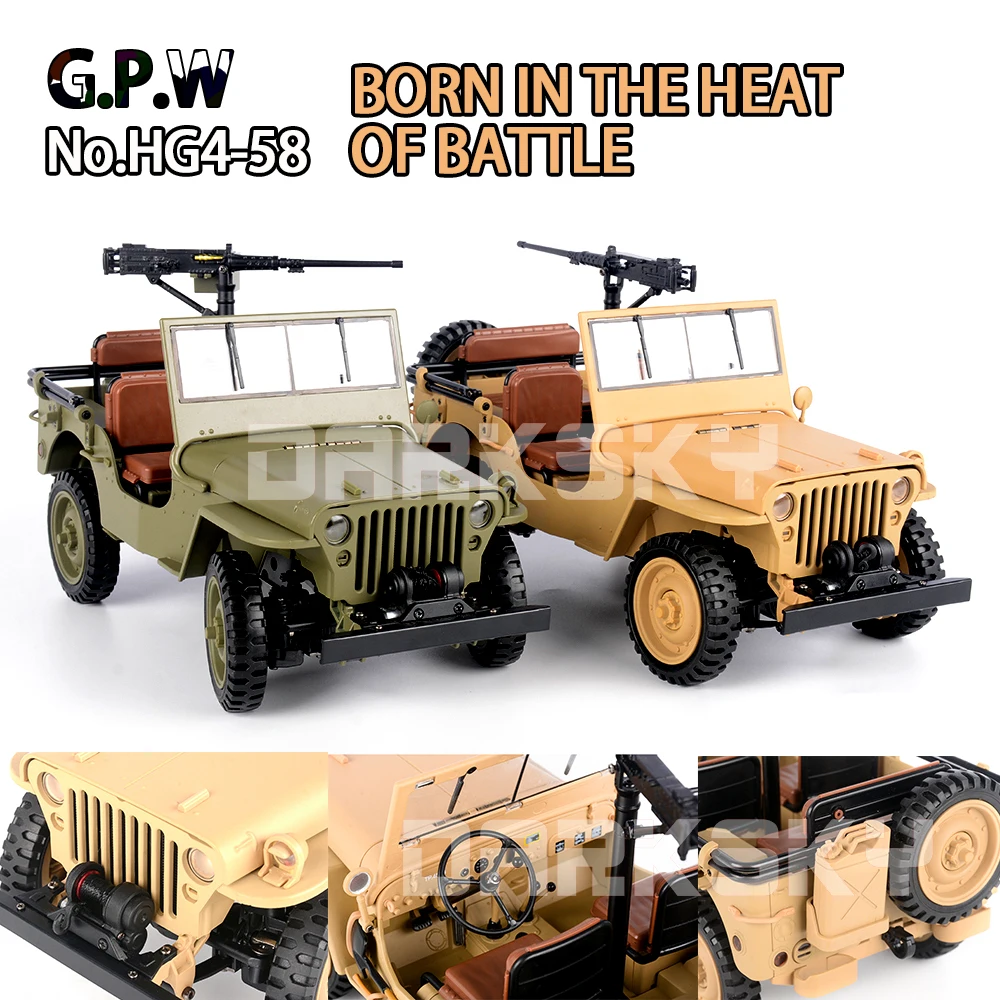 HG4-58 Willys 1/14 RC modèle de voiture télécommandée électrique MINI Simulation camion militaire Aldult enfants jouets