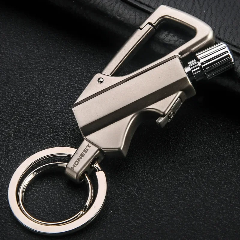 Multifunctionele draagbare aansteker met sleutelhanger, metalen, voor buitengebruik, camping ontstekingshulpmiddel, mannen gadget