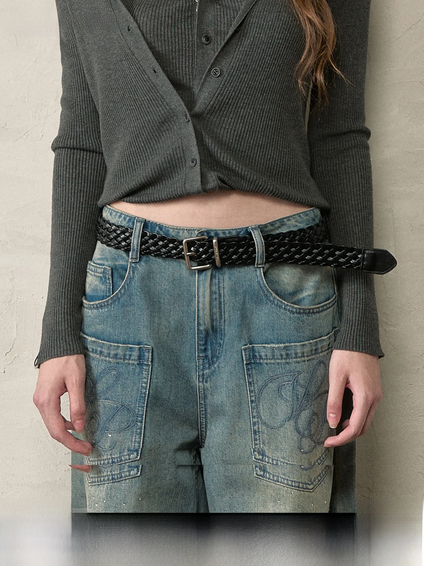 ブラック織りベルト-viapitti-デザイン-多用途レザーベルト-2025年新作-カジュアルpu素材-レディースファッションアクセサリー