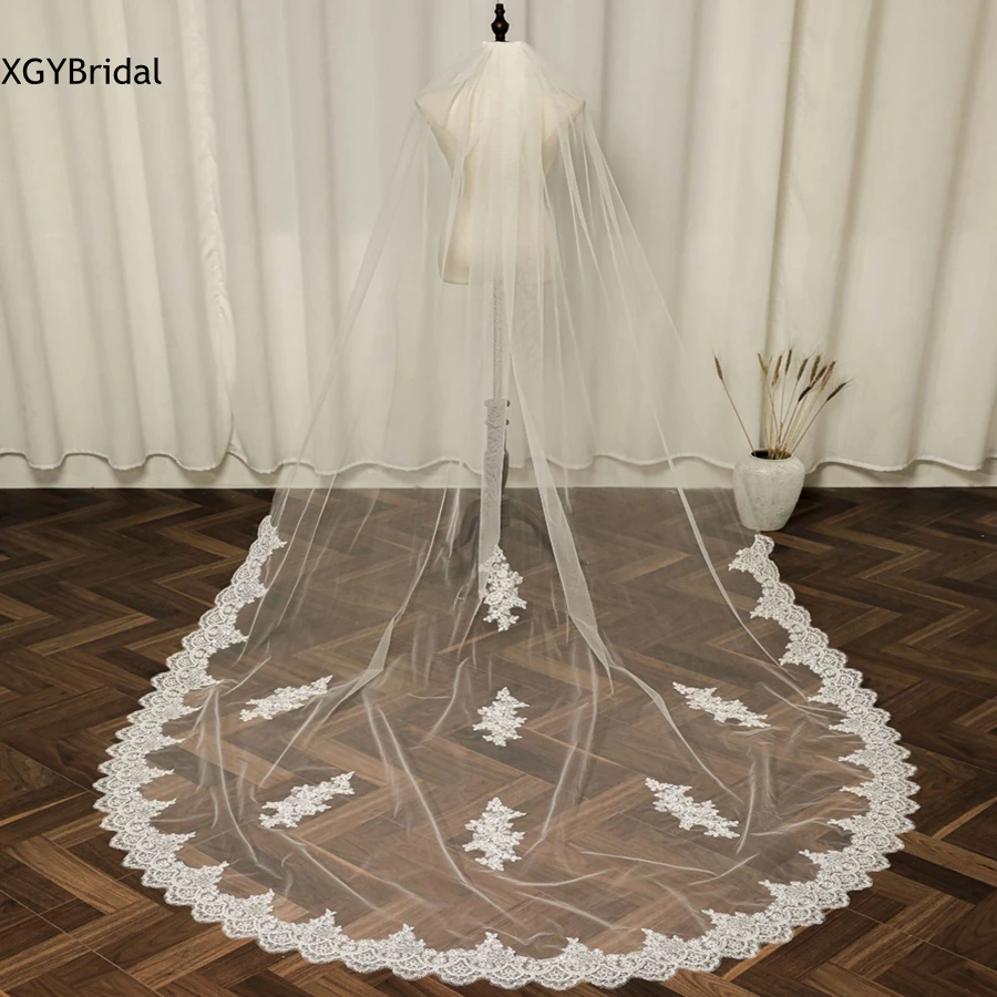 Voile long en dentelle pour mariage cathédrale, accessoires de mariée, nouveauté