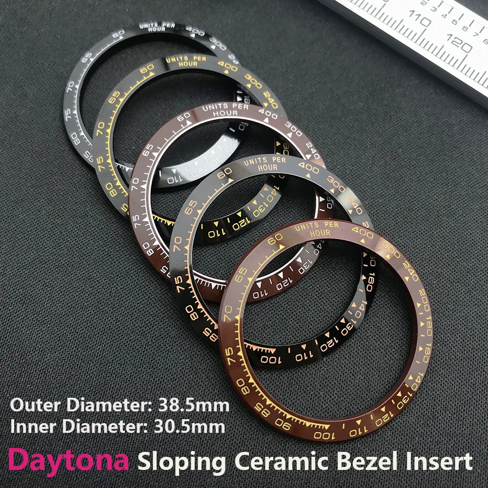 Daytona Sloped Ceramic bezel insert 38.5*30.5mm For Daytona watch parts (No Luminous