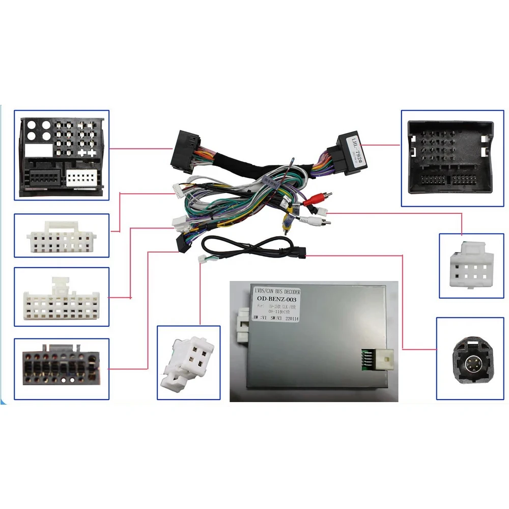 RSNAVI Car 16pin Wiring Harness Adapter Canbus Box Decoder For Benz E C GLK X204 GLC X253 2012-2015 Android Radio Power Cable