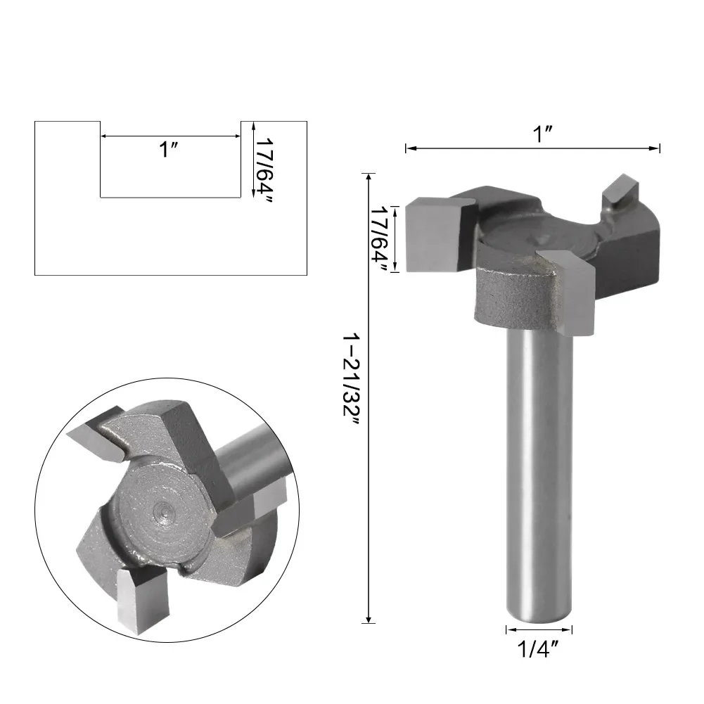 Spoilboard Surfacing Router Bits, 1/4 inch 6mm Shank 1 inch Cutting Diameter, Slab Flattening Router Bit Planing Bit Wood