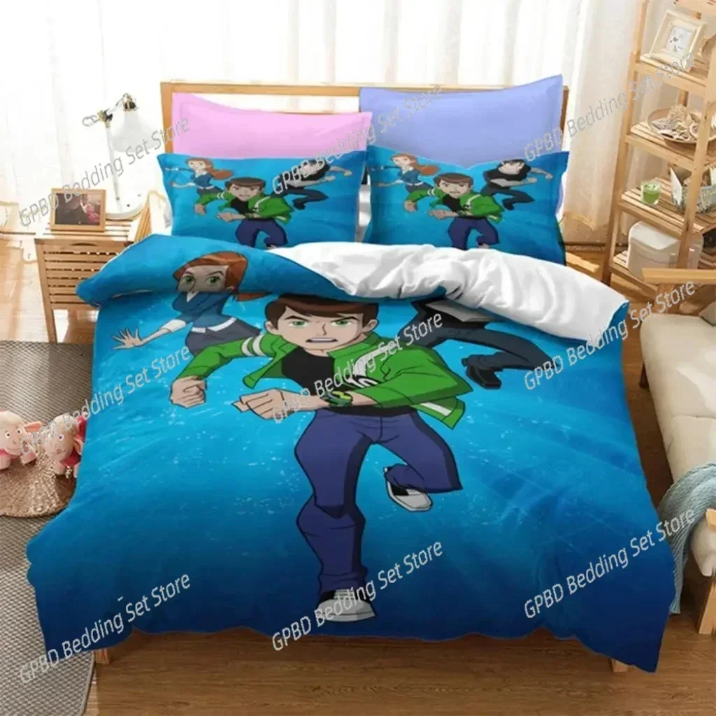 3D Ben Alien Force 10 Teenage Hacker 3D Bedding Set Duvet Cover Pillowcases Single Twin Full Queen King Size Home Decor Quilt Bo
